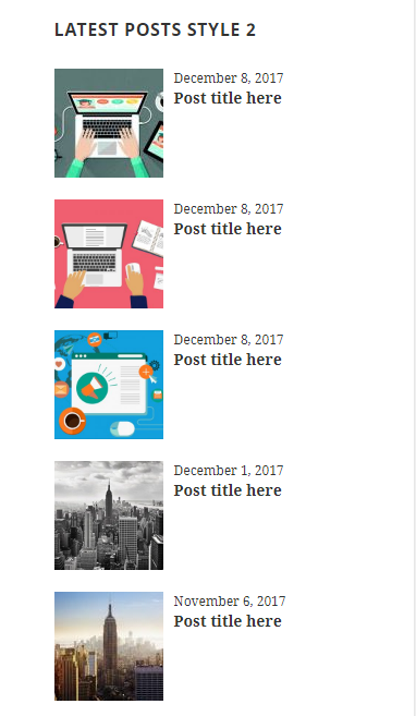 Latest Posts list showing post title,date and feature image.