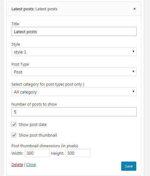 The widget configuration dialog.
