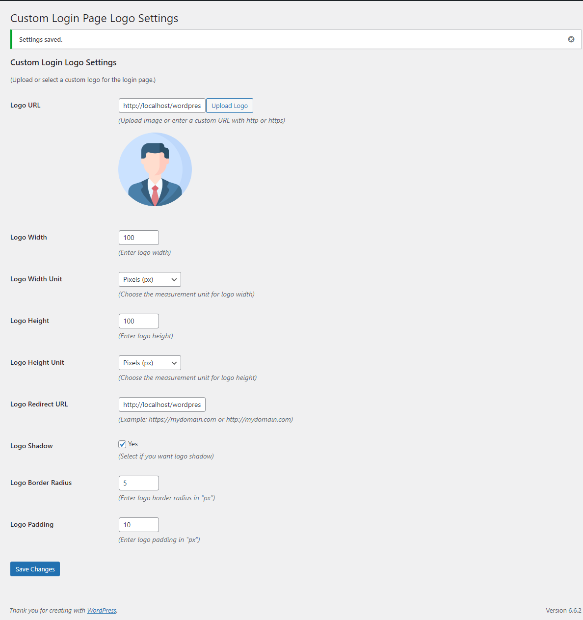Once saved, the logo will be displayed on the plugin page (screenshot-4.png)