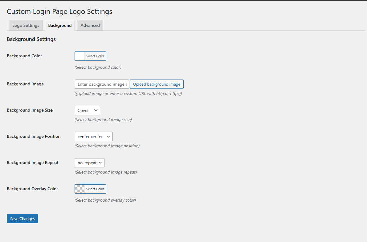 Initially screen of the background tab (screenshot-6.png)