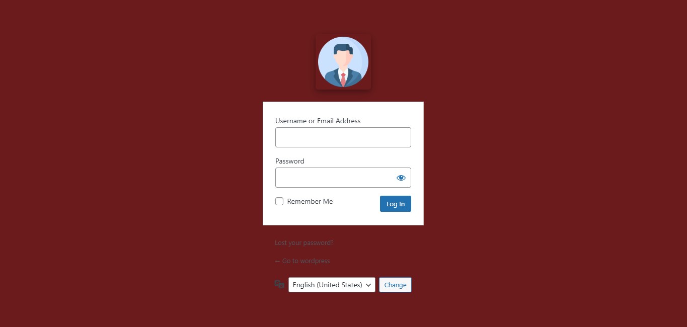 Login page when background color is selected (screenshot-7.png)