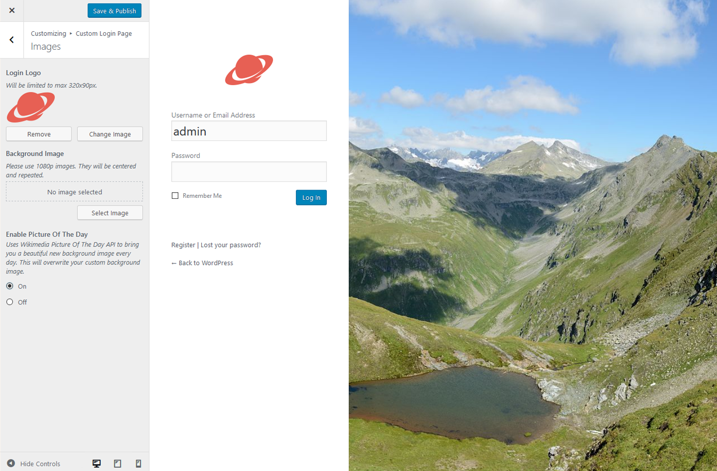 Logo and background upload