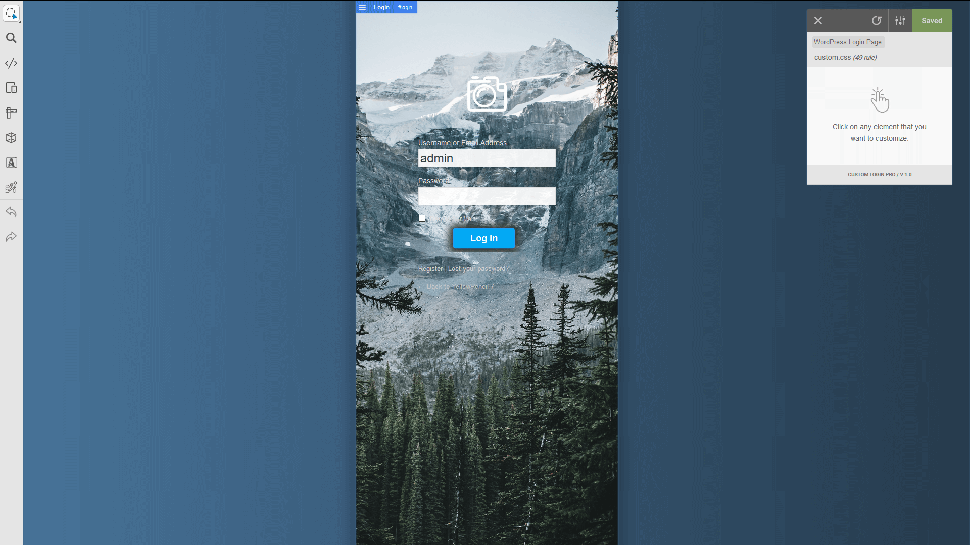 Customized login page sample with Custom Login Pro