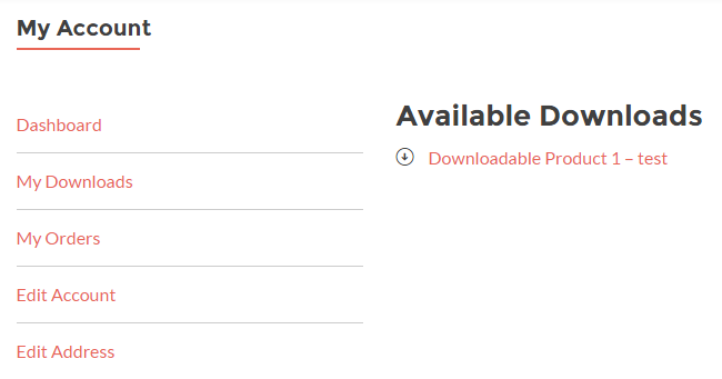 This screenshot shows how "My Downloads" looks on My Account page.