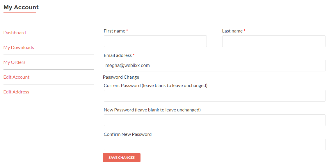 This screenshot shows how "Edit Account" looks on My Account page.