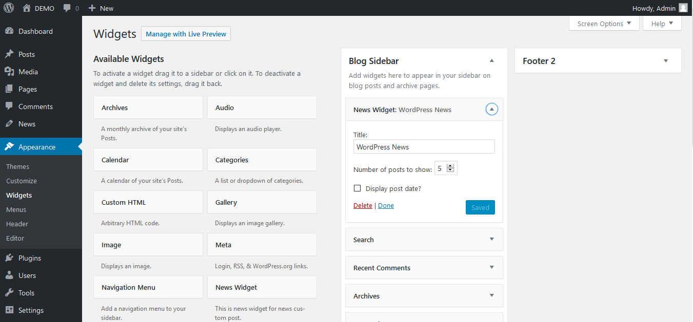 Custom News Widget
