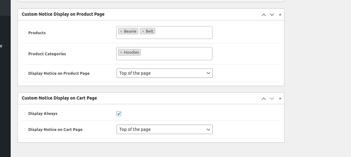 Custom Notice Backend Setting