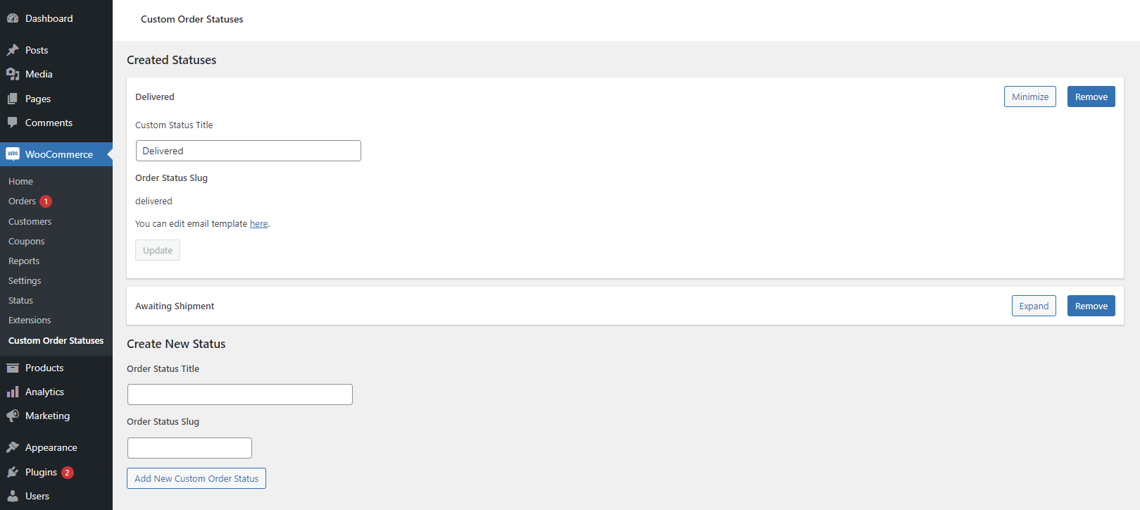 Main plugin dashboard
