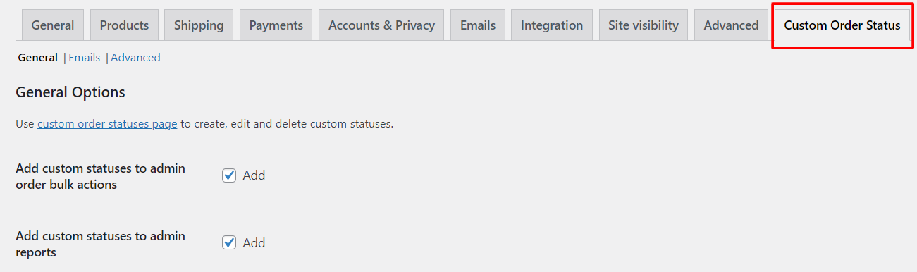 General Settings Section.