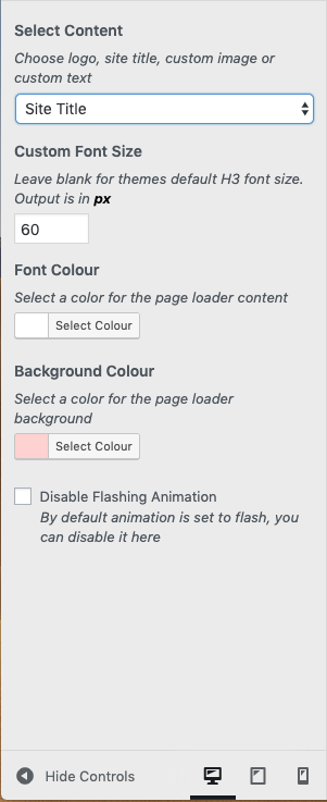 Site Title customiser view