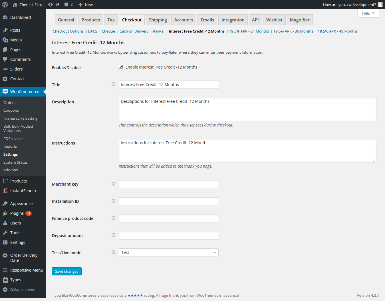 Activate Payment gateway