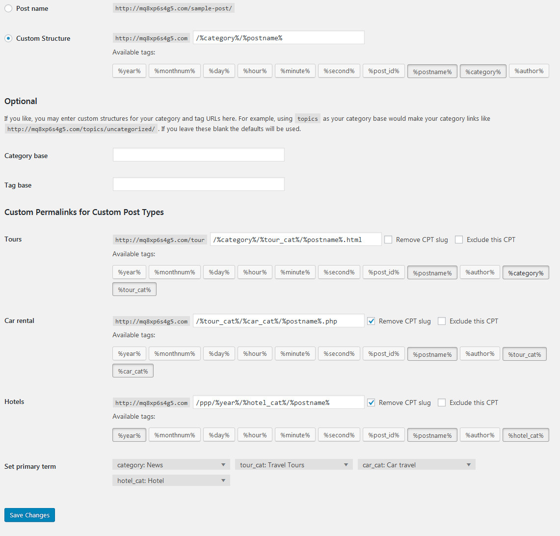 Permalink Settings