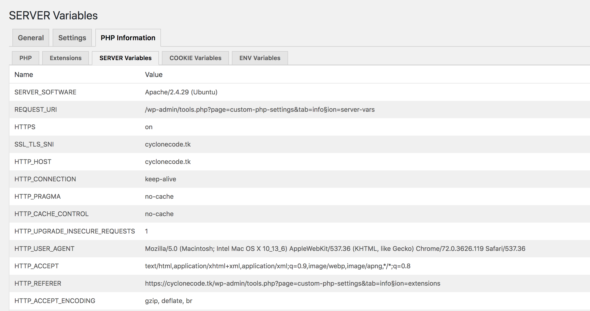 All $_COOKIE variables.