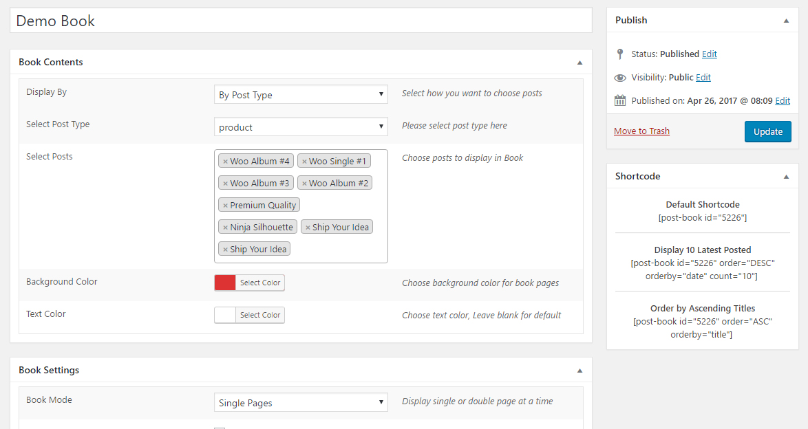 Book Admin Settings