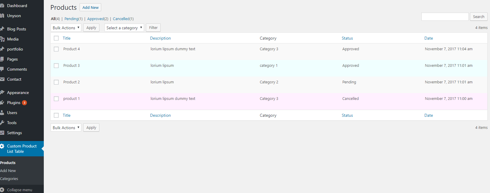 List All Products Page