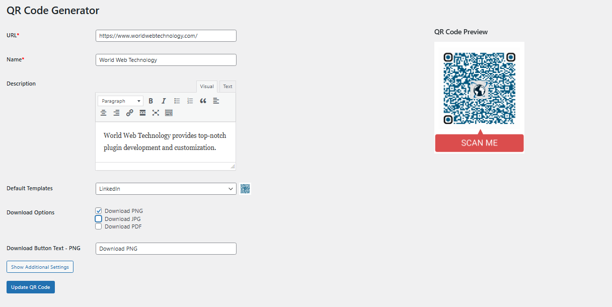 QR Code Generator Options more