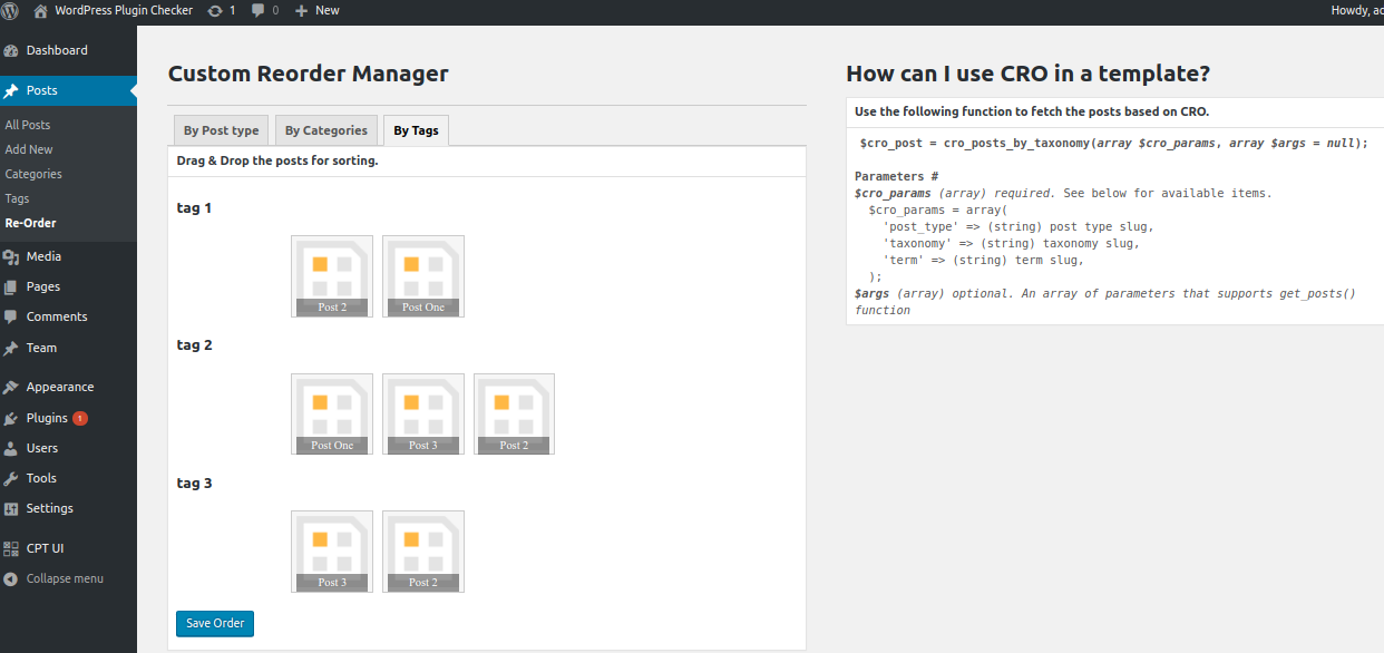 Tag based sorting