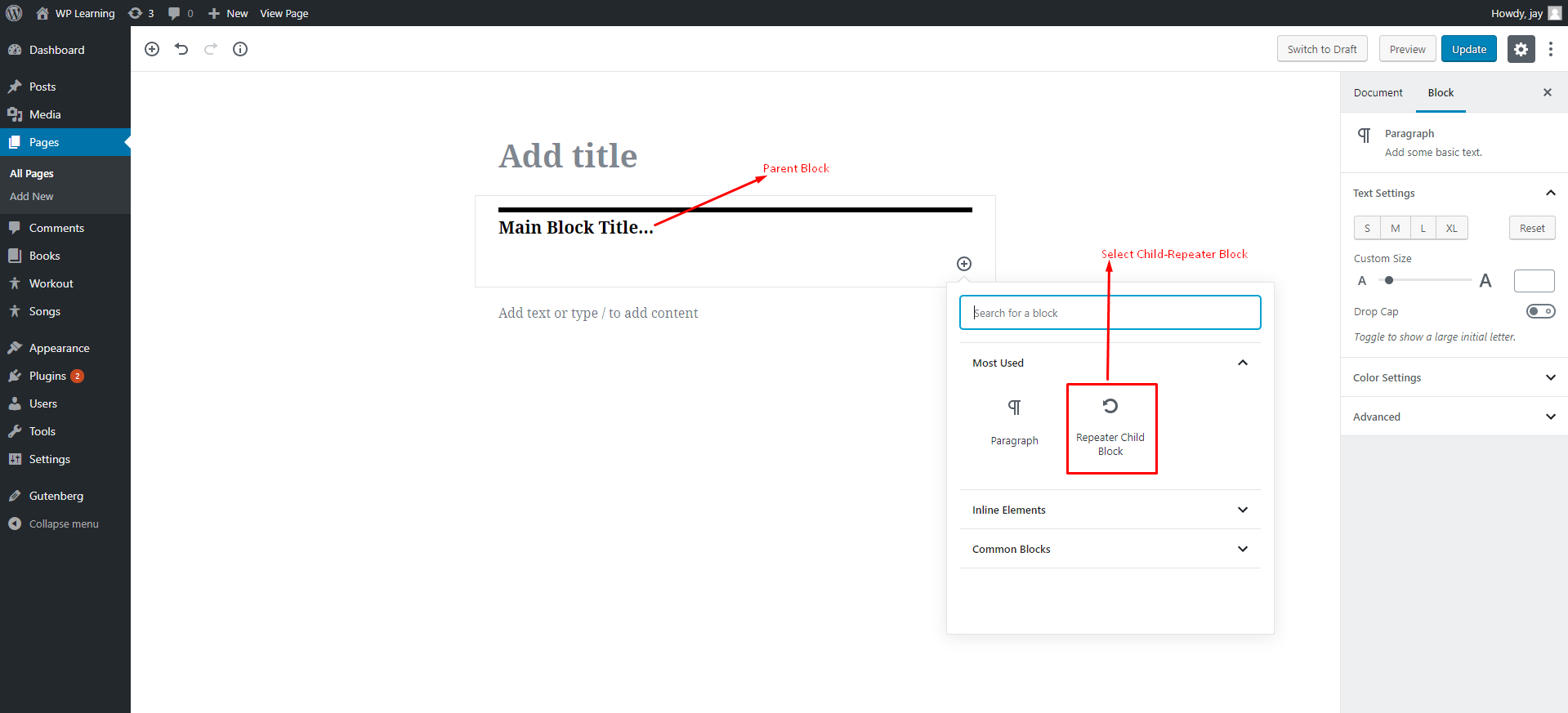 Custom Repeater Child Gutenberg Block Screenshot 3.