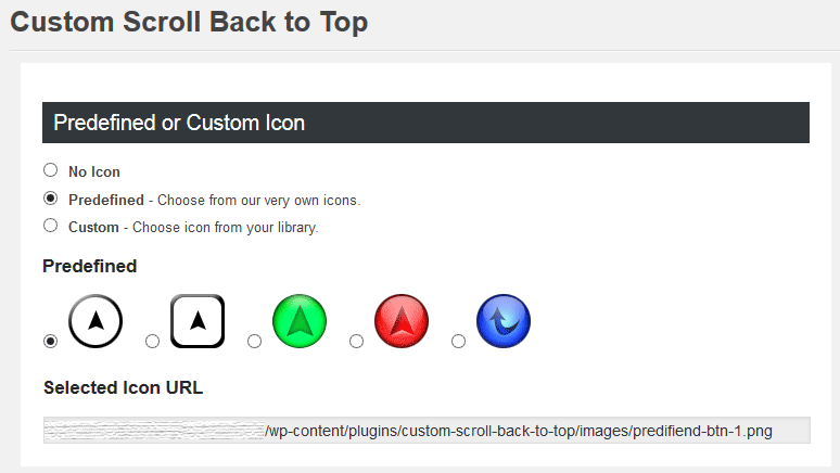 Screenshot - Choose from Predefined Icon, Custom Icon, or No Icon setup