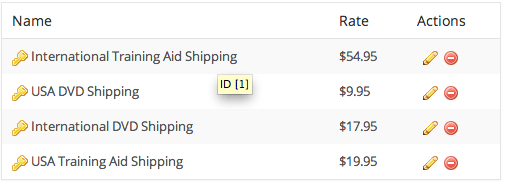 Getting the ID of the shipping option by hovering over the description.