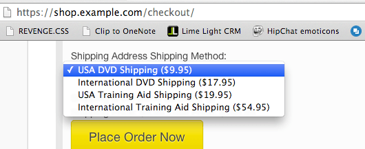 All defined shipping options available (default).