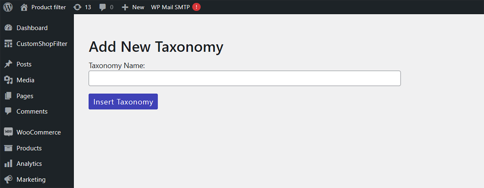 **Add new Custom Taxonomy by admin dashboard.