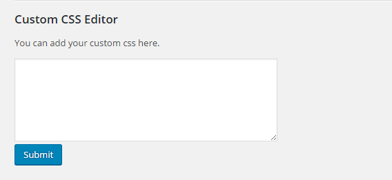Custom CSS editor screenshot on admin page.