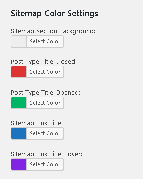 Color settings options on plugin settings.