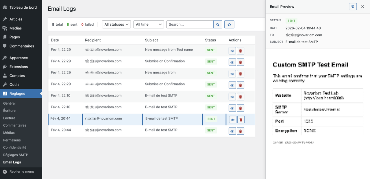 Email Preview - Click any email to preview its content in an Outlook-style sidebar panel.