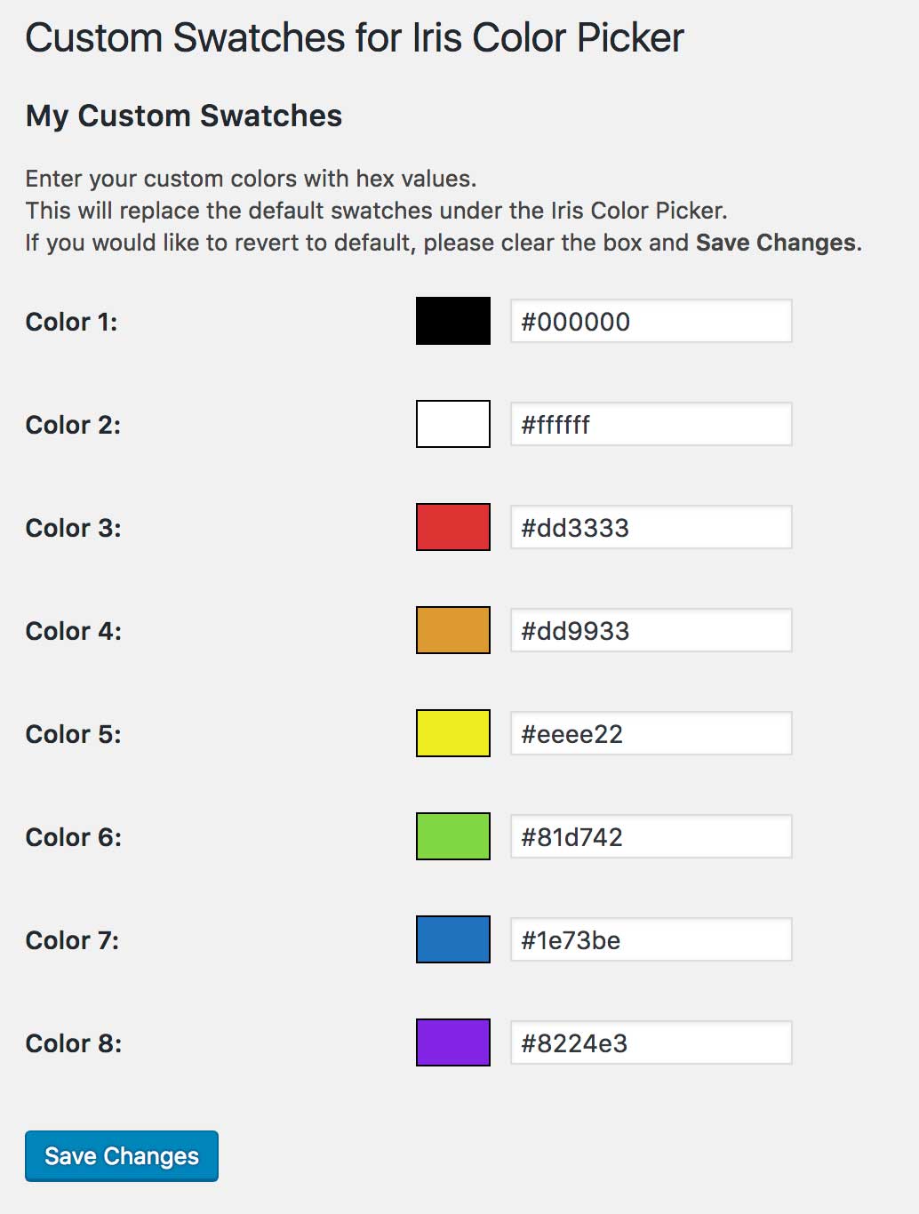 Default colors