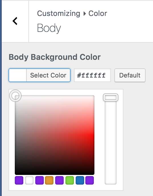 Custom colors shown under Iris Color Picker
