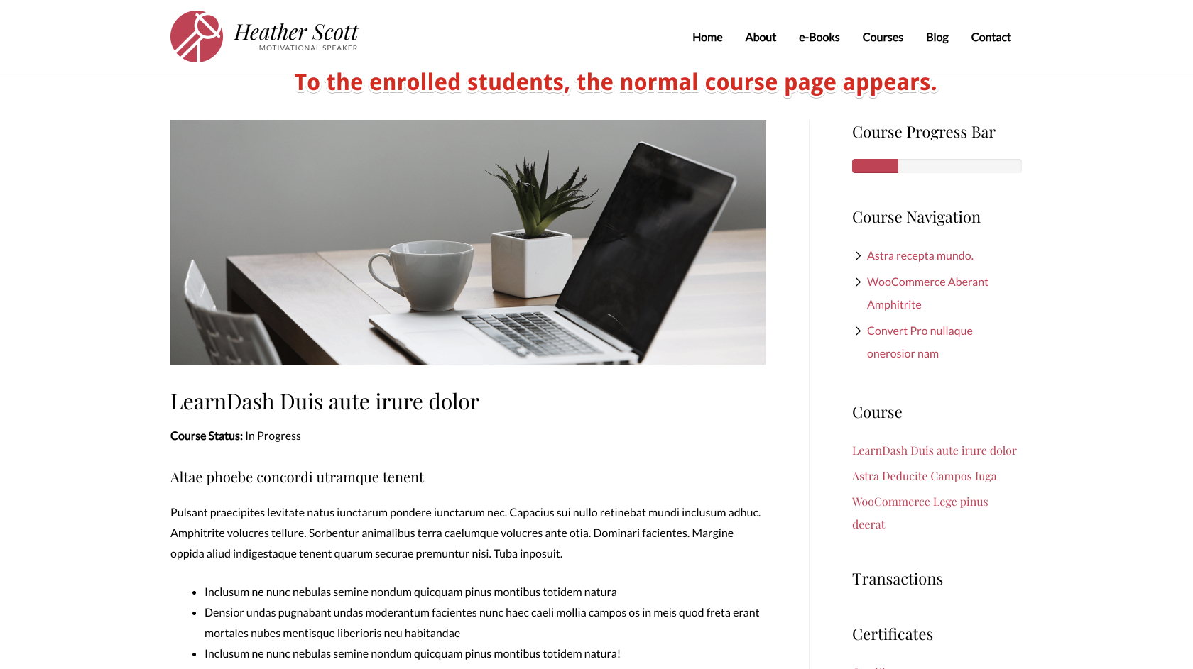 For enrolled students, the normal course page appears.