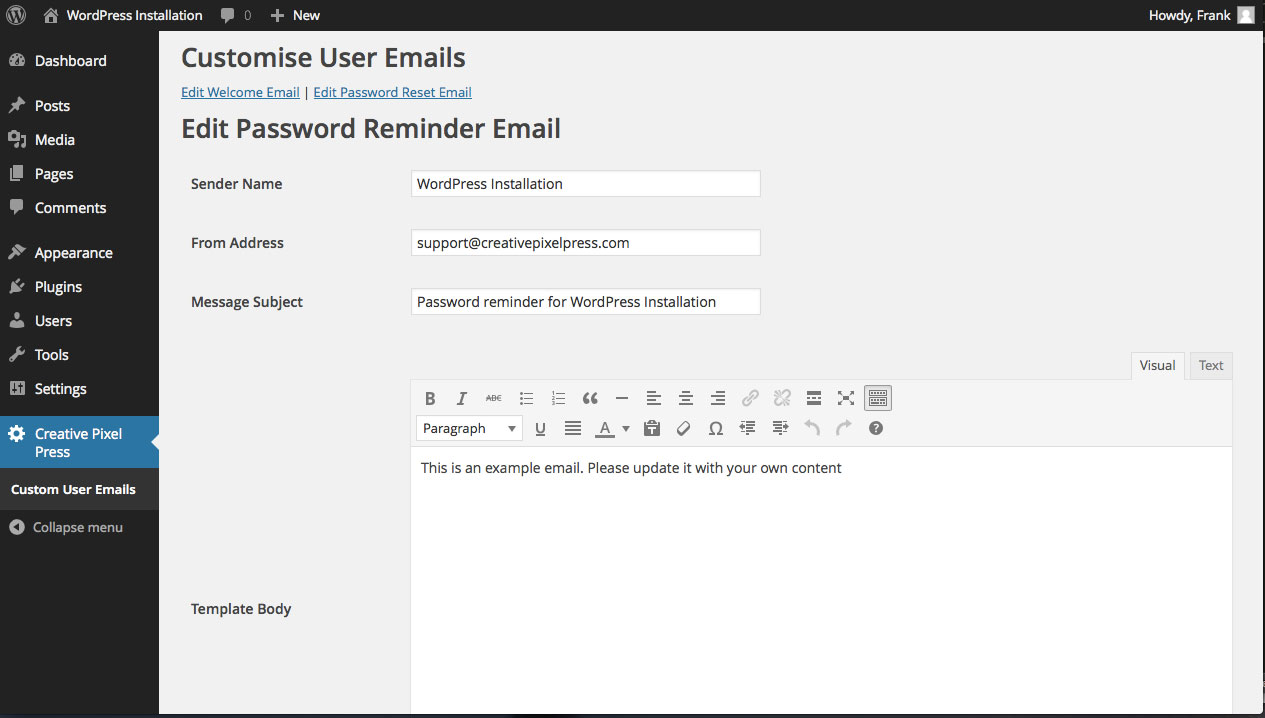 This screen shot shows the top of the forgot password email form.