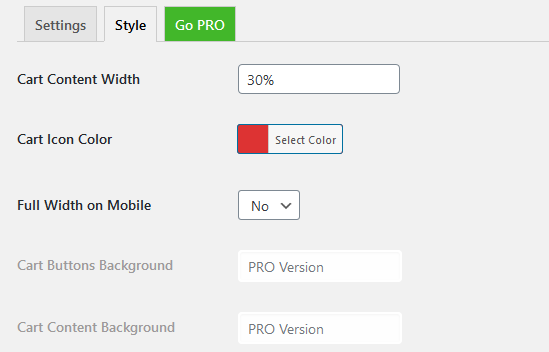 Backend Style settings