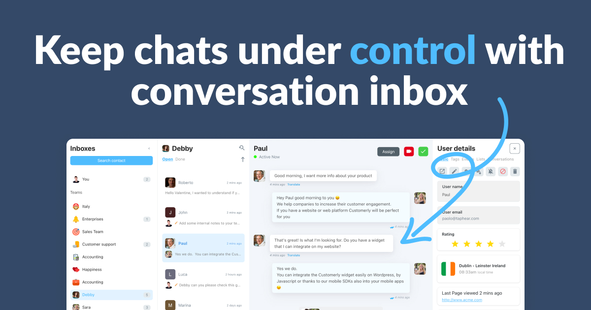 Ask your Visitors their email after they open a new conversation in your Live Chat.