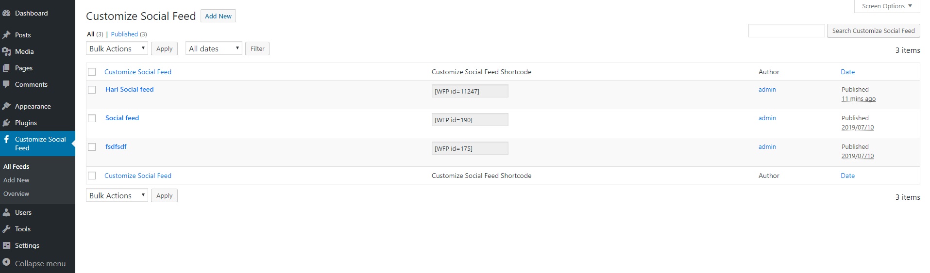 Customize facebook feed list
