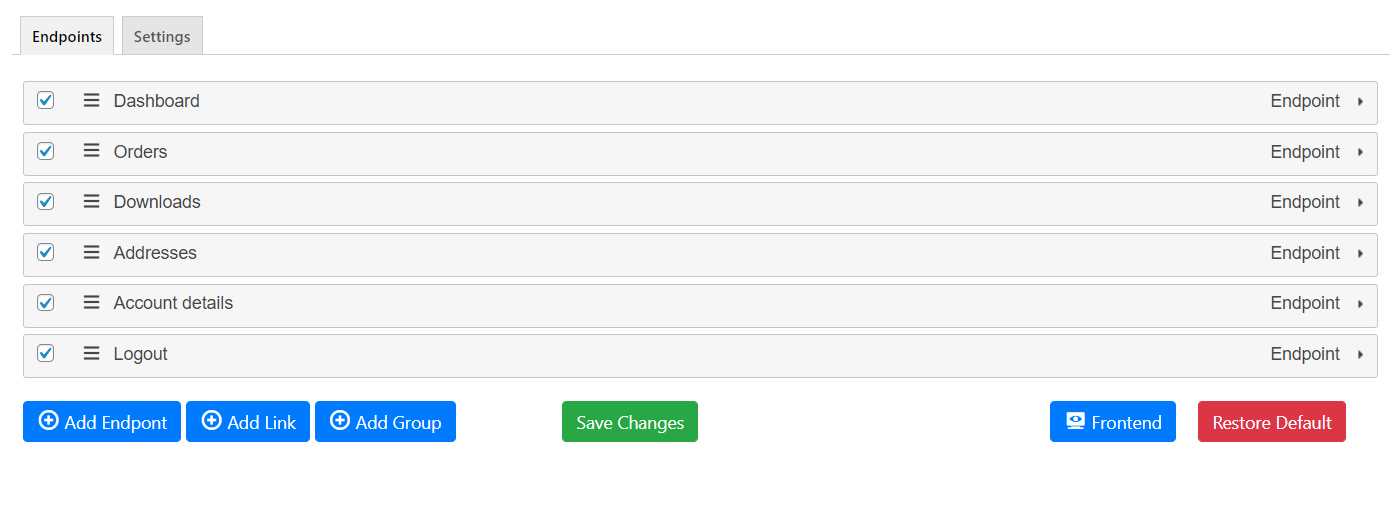 customize my account for woocommerce Frontend