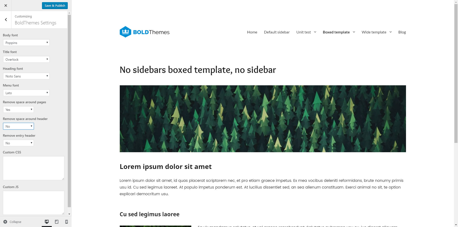 Boxed template without margins