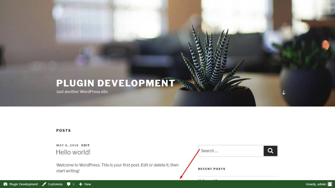Bottom Admin Bar Front-End Interface.