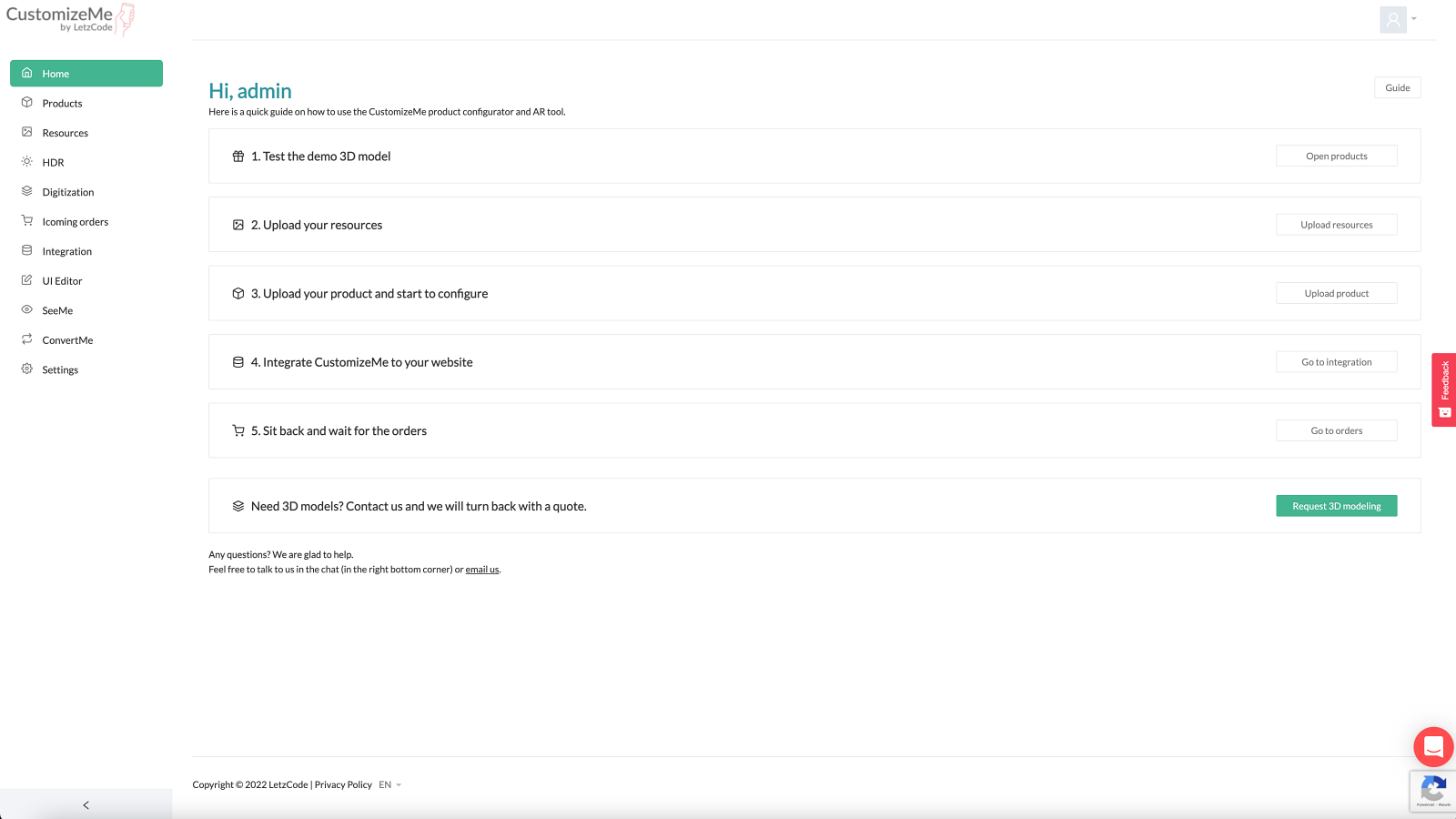 Browser-based panel BackOffice with entire app management system