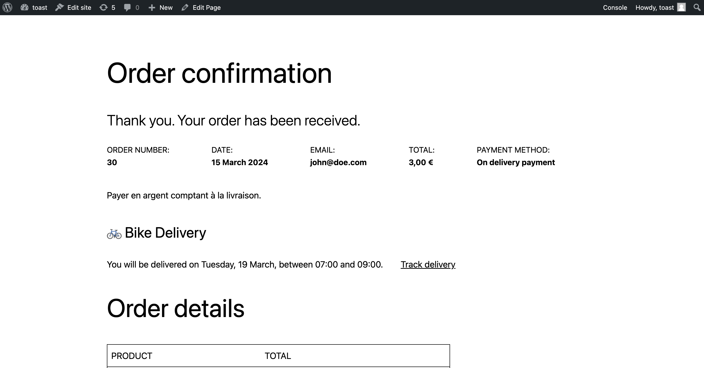 Your customer get confirmation after checking out and can track the delivery on Cyke.