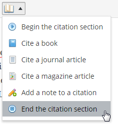 End your citation section by selecting "End the citation section"