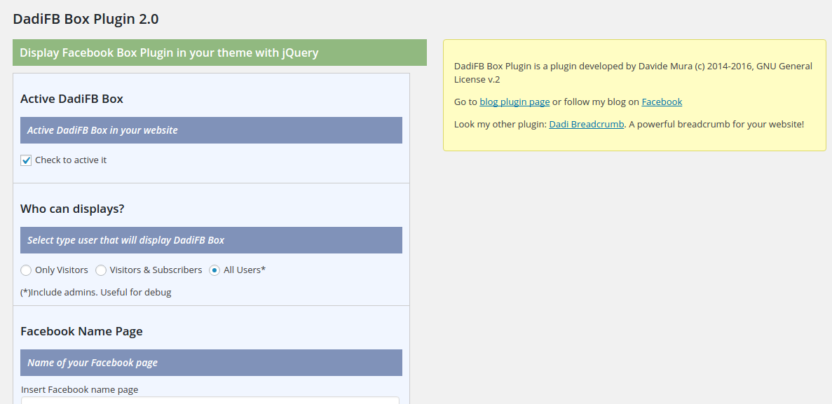 Administration interface in WordPress 4.5.2