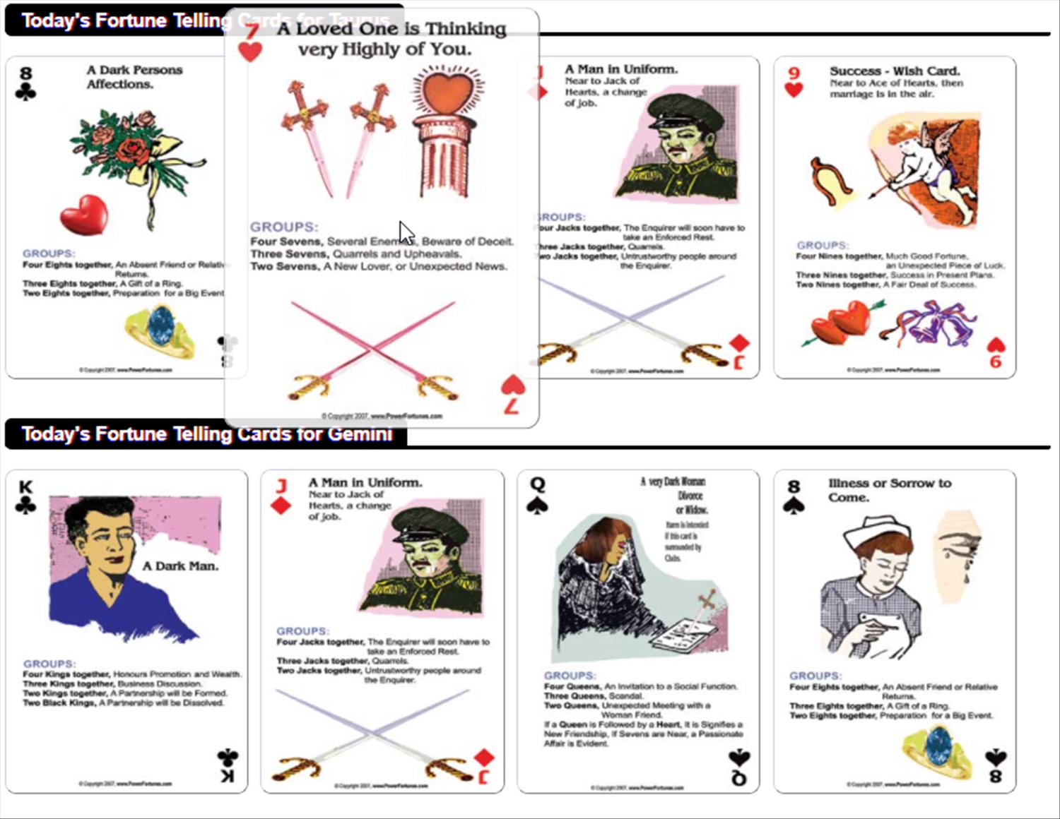 The fortune telling cards for the day, for Leo.