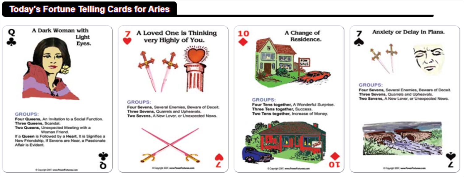 The fortune telling cards for the day, for Virgo.