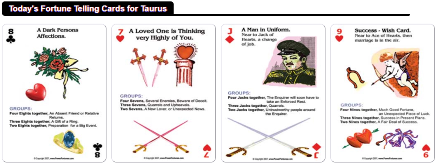 The fortune telling cards for the day, for Libra.