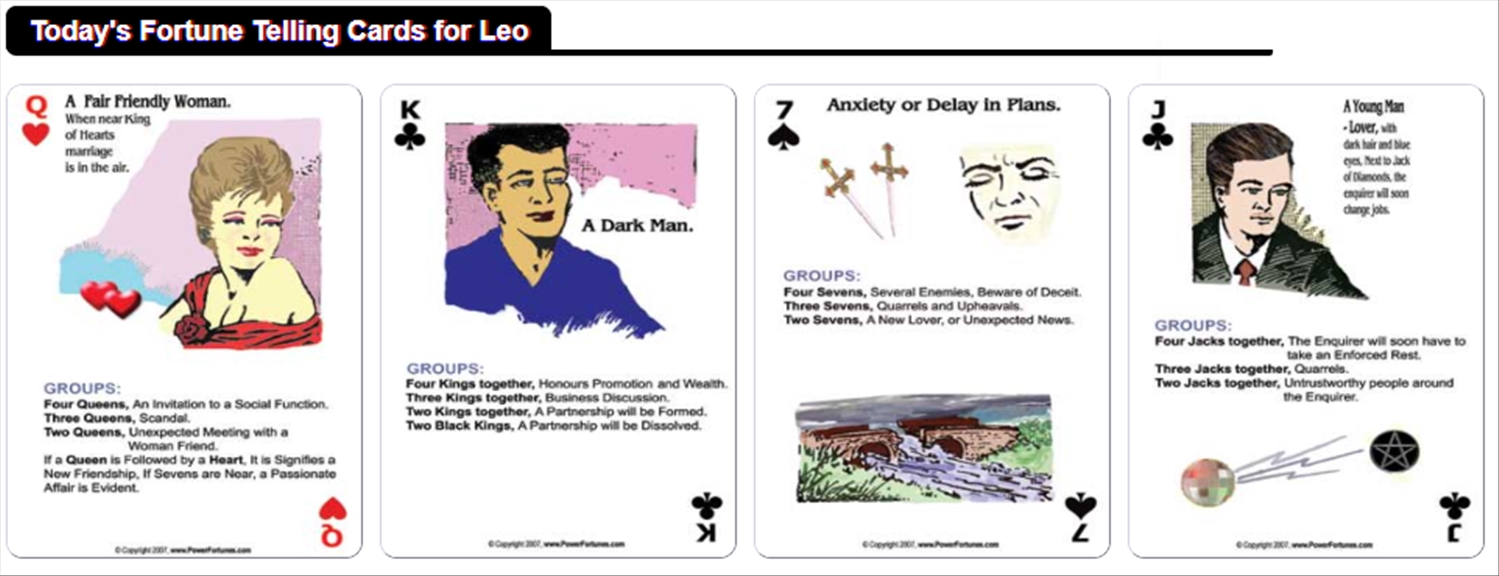 The fortune telling cards for the day, for Capricorn.