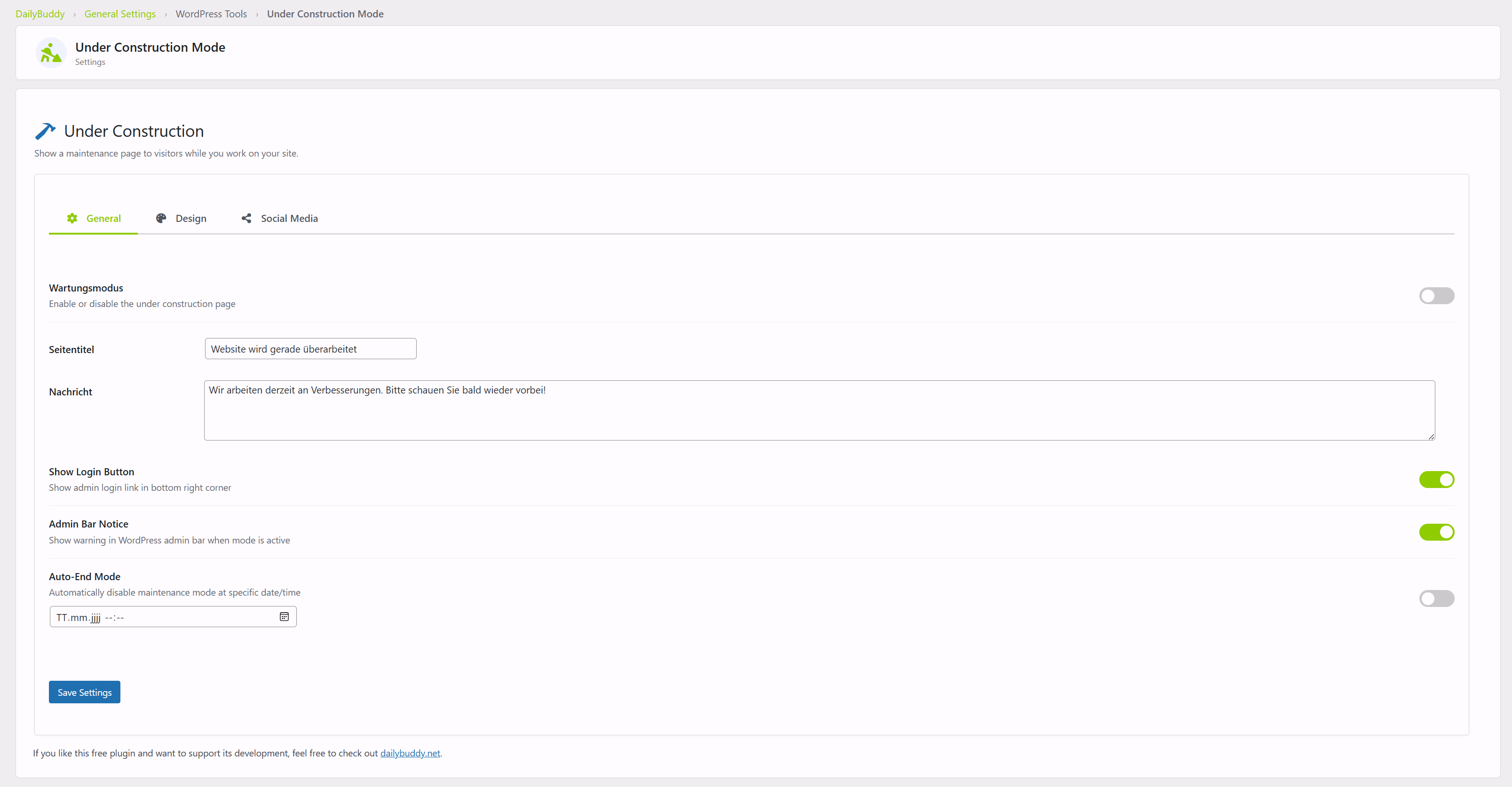 **Maintenance Mode** — Show a branded maintenance page to visitors while you work on your site.