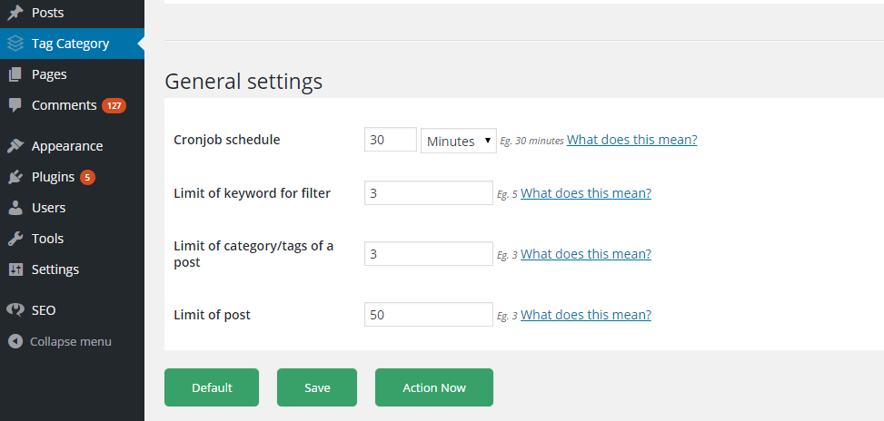 **Setting** - Config values for the plugin.