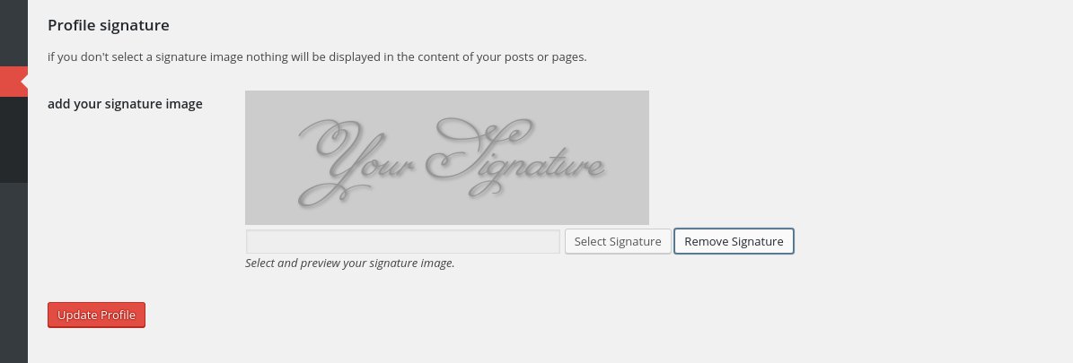 The bottom of the profile page, where you can upload your personal signature image.